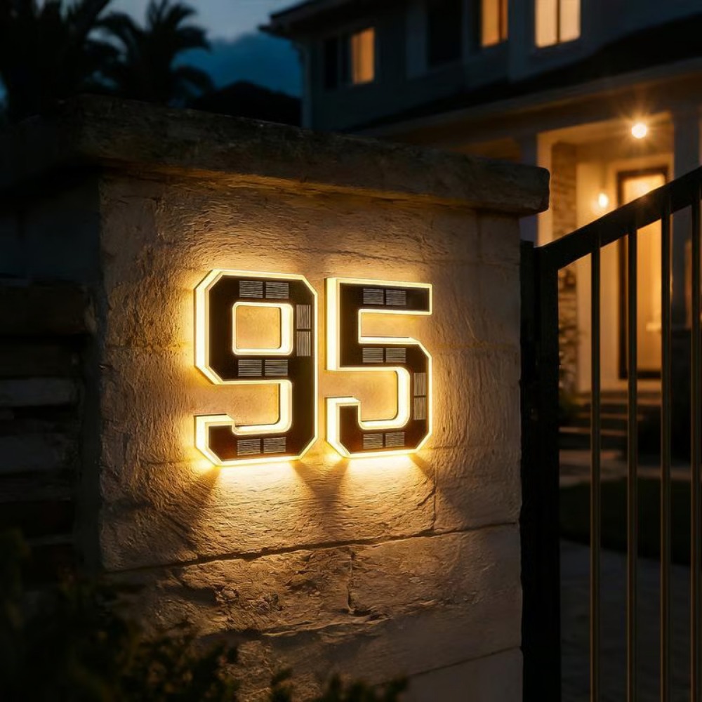 Outdoor Lighting With Outlet - New Solar Address Sign LED House