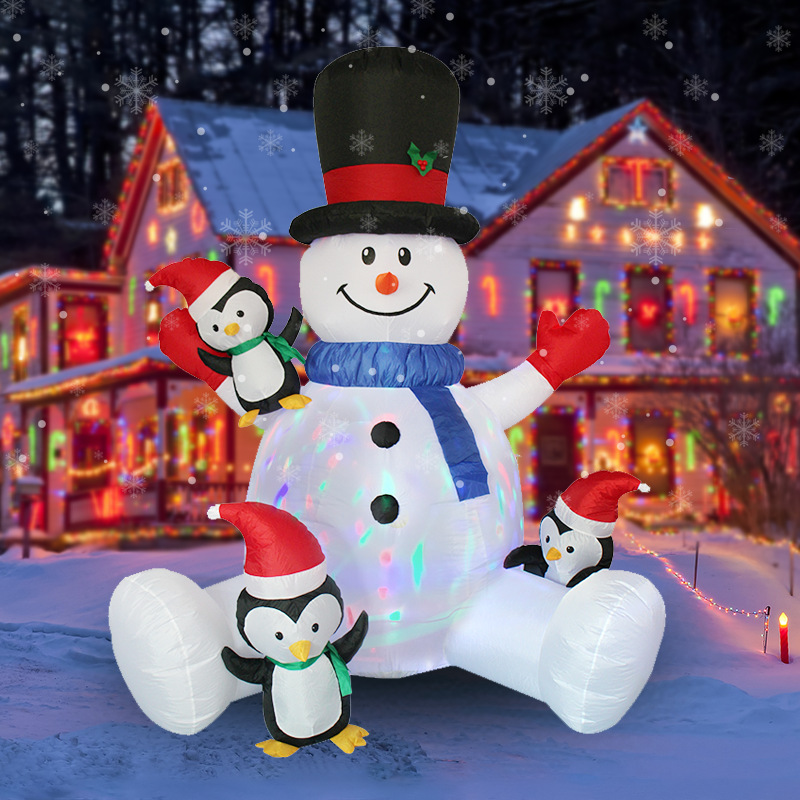 Outdoor Lighting For Christmas - Christmas Inflatable Snowman Penguin Stacked Arhat
