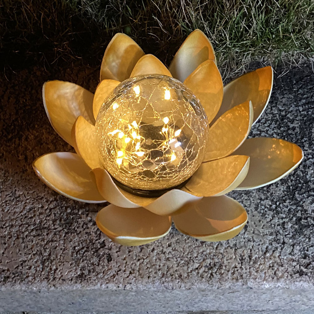 Outdoor Lighting For Christmas - Lotus Shaped Garden Solar Lights Cracked