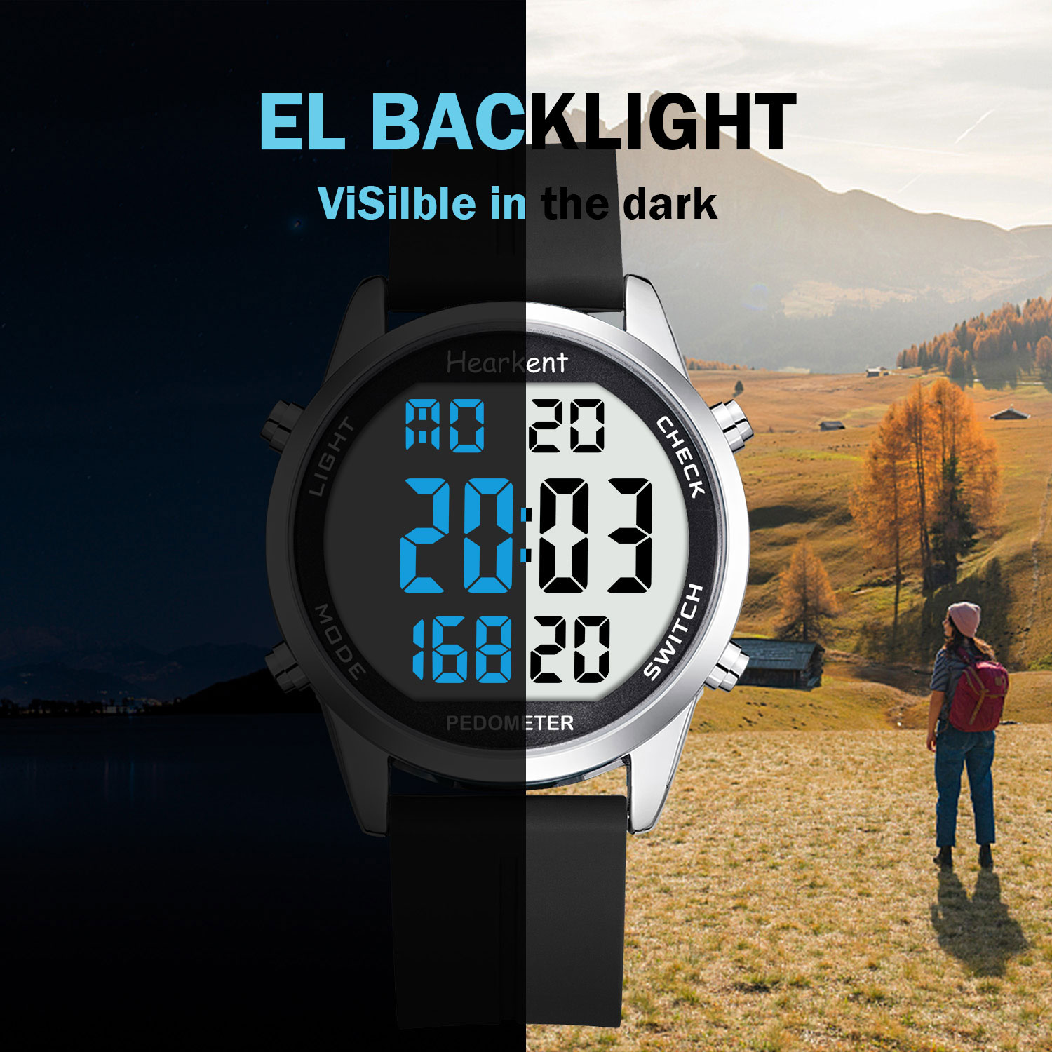 Hearkent Pedometer Watch Men/W - Outdoor Lighting For Steps recension och pris