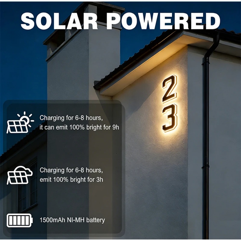 New Solar Address Sign LED Hou - Outdoor Lighting With Outlet recension och pris