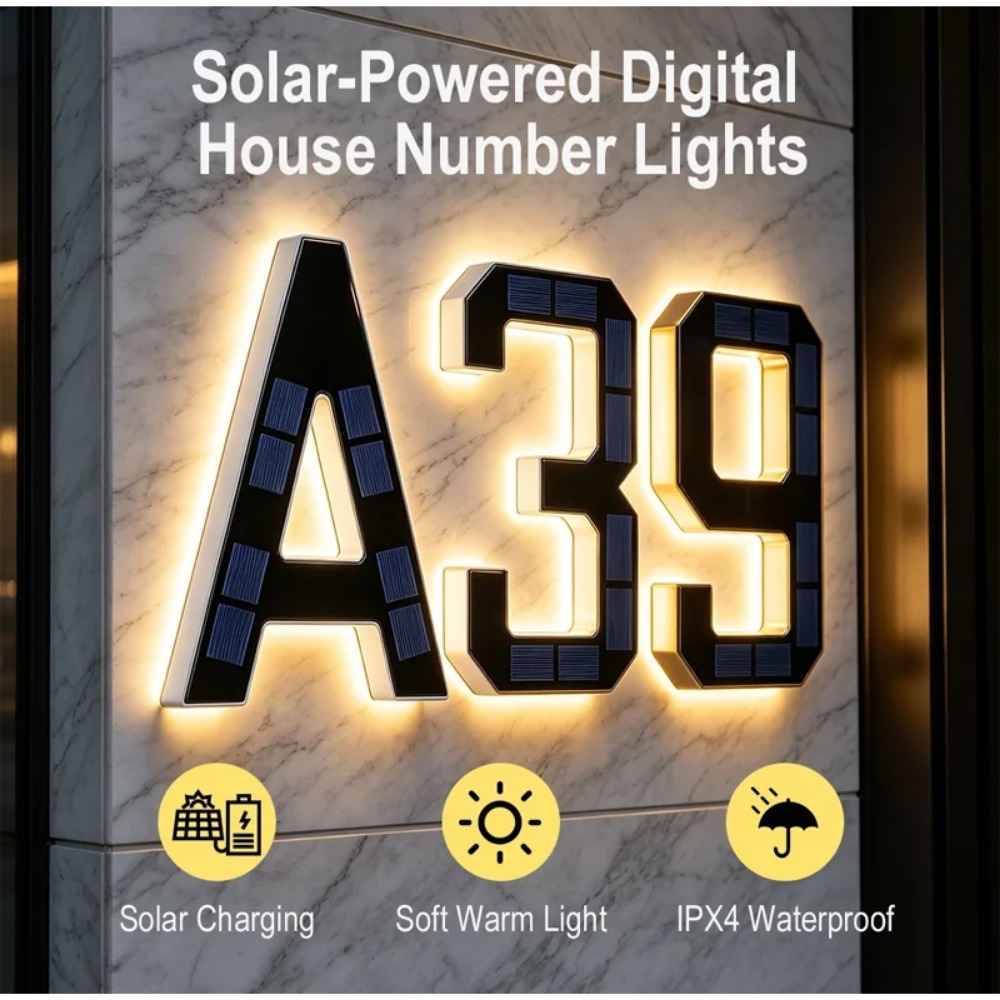New Solar Address Sign LED Hou - Outdoor Lighting With Outlet recension och pris